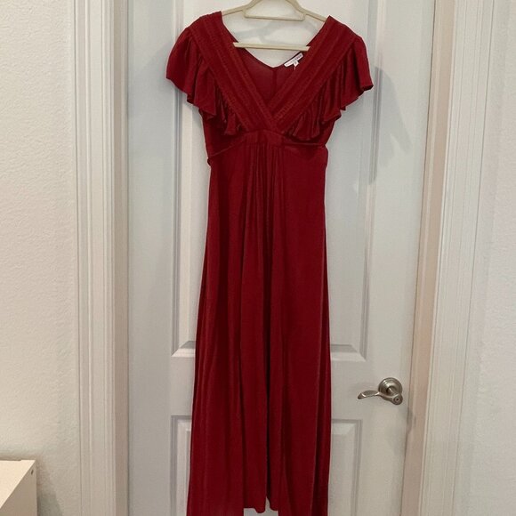 NWT Baltic Born Jennifer Deep V Maxi Red Dress Size Small - Picture 2 of 15